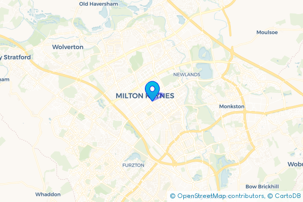Coach Hire route map for Central Milton Keynes, Buckinghamshire
