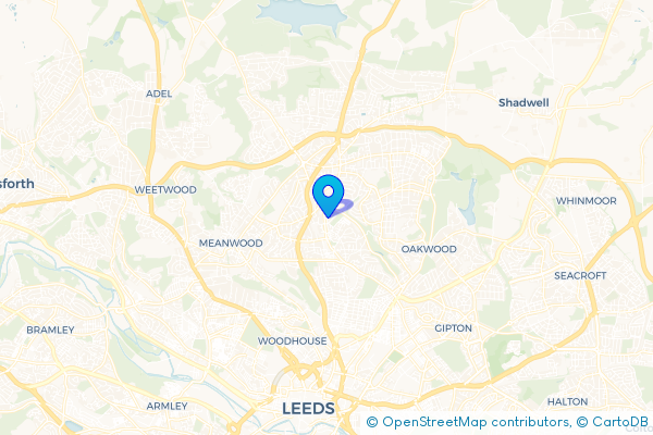 Coach Hire route map for Chapel Allerton, West Yorkshire