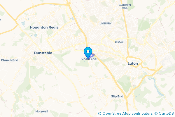 Coach Hire route map for Chaul End, Bedfordshire