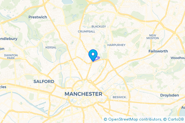 Coach Hire route map for Cheetham Hill, Greater Manchester