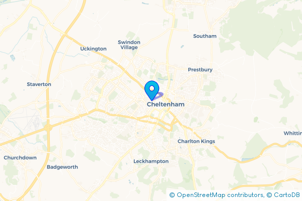 Coach Hire route map for Cheltenham, Gloucestershire
