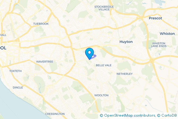 Coach Hire route map for Childwall, Merseyside