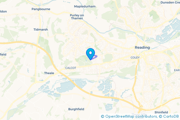 Coach Hire route map for Churchend, Berkshire