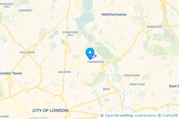 Coach Hire route map for Clapton Park, Greater London