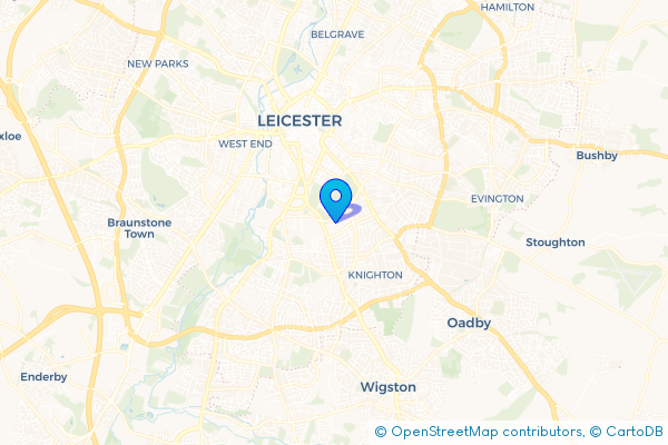 Coach Hire route map for Clarendon Park, Leicestershire