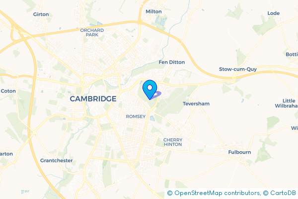 Coach Hire route map for Coldham's Common, Cambridgeshire