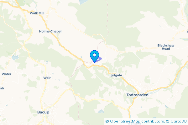 Coach Hire route map for Cornholme, West Yorkshire
