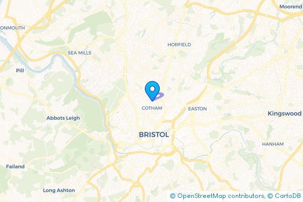 Coach Hire route map for Cotham, Bristol