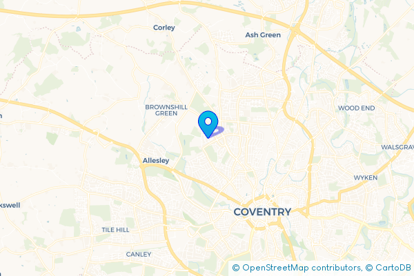 Coach Hire route map for Coundon, West Midlands