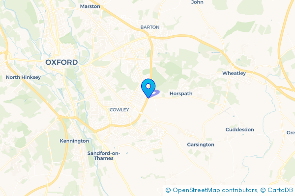 Coach Hire route map for Cowley, Oxfordshire