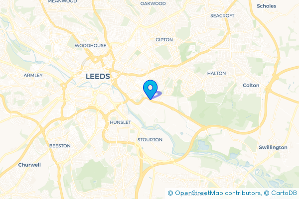 Coach Hire route map for Cross Green, West Yorkshire
