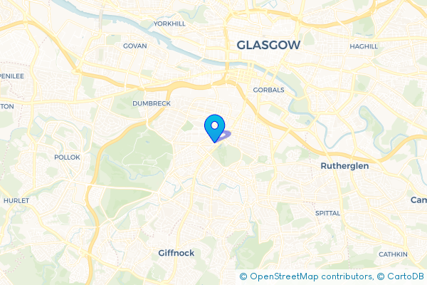Coach Hire route map for Crossmyloof, Glasgow City