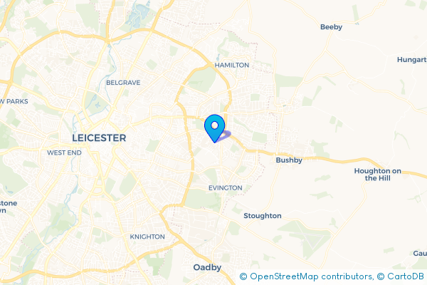 Coach Hire route map for Crown Hills, Leicestershire