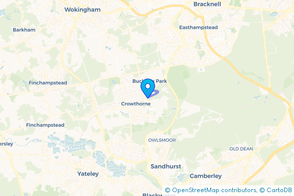 Coach Hire route map for Crowthorne, Berkshire