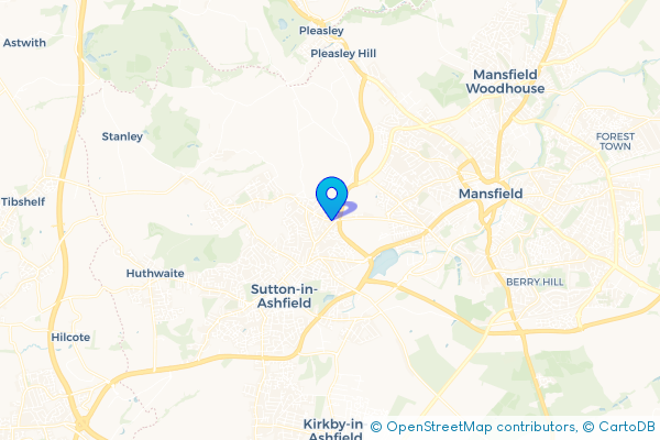 Coach Hire route map for Dalestorth, Nottinghamshire