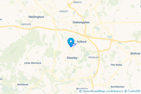 Coach Hire route map for Dawley Bank, Shropshire