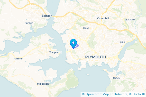 Coach Hire route map for Devonport, Devon