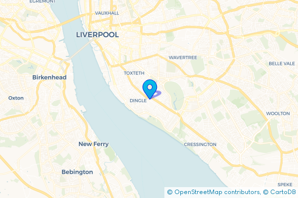 Coach Hire route map for Dingle, Merseyside