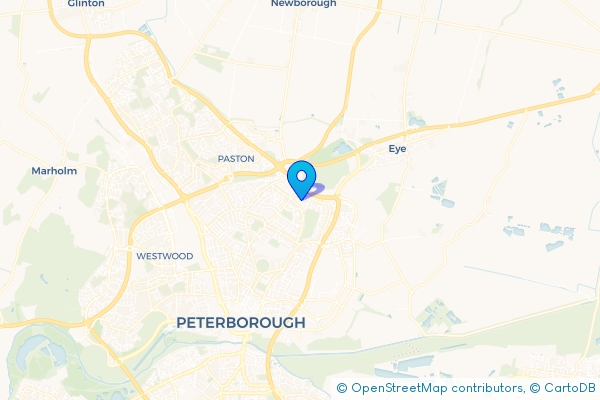 Coach Hire route map for Dogsthorpe, Cambridgeshire