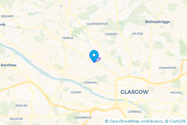 Coach Hire route map for Dowanhill, Glasgow City