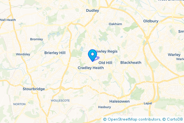 Coach Hire route map for Dudley Wood, West Midlands