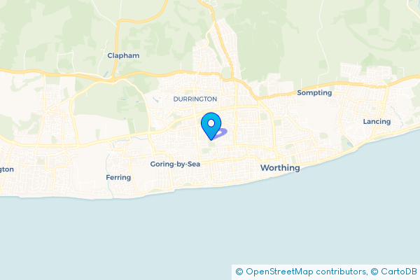 Coach Hire route map for Durrington-on-Sea Sta, West Sussex