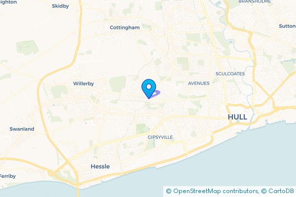 Coach Hire route map for East Ella, East Riding of Yorkshire