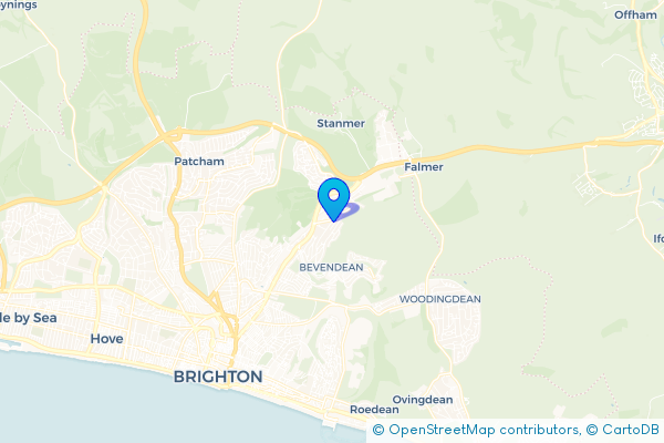 Coach Hire route map for East Moulsecoomb, East Sussex