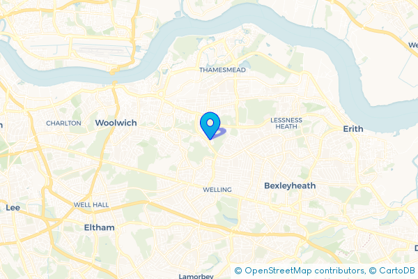 Coach Hire route map for East Wickham, Greater London