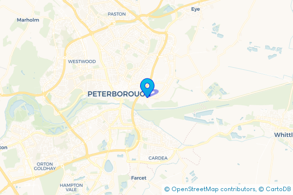 Coach Hire route map for Eastgate, Cambridgeshire