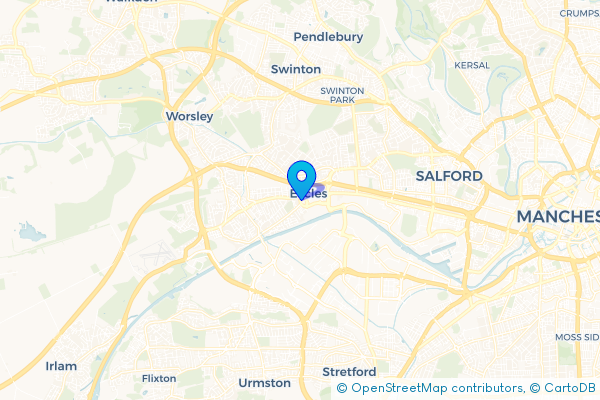 Coach Hire route map for Eccles, Greater Manchester