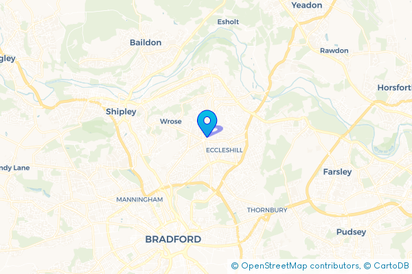 Coach Hire route map for Eccleshill, West Yorkshire