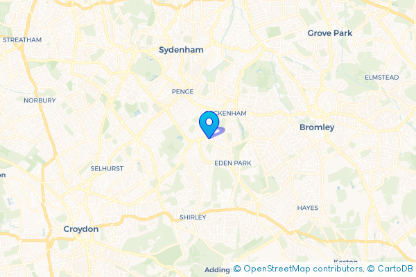 Coach Hire route map for Eden Park, Greater London