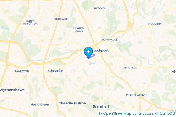Coach Hire route map for Edgeley, Greater Manchester