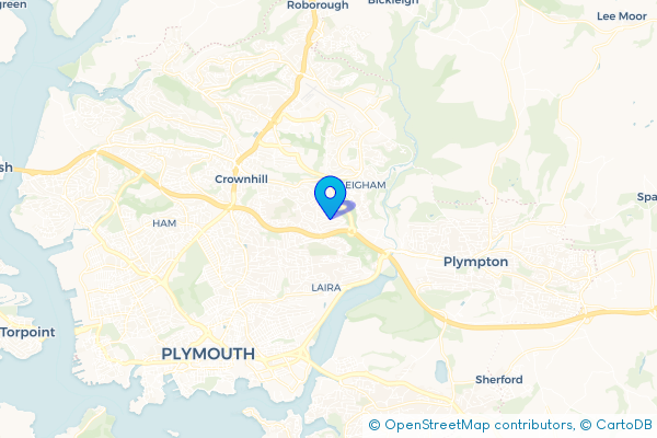 Coach Hire route map for Eggbuckland, Devon