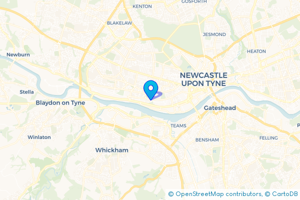 Coach Hire route map for Elswick, Tyne and Wear