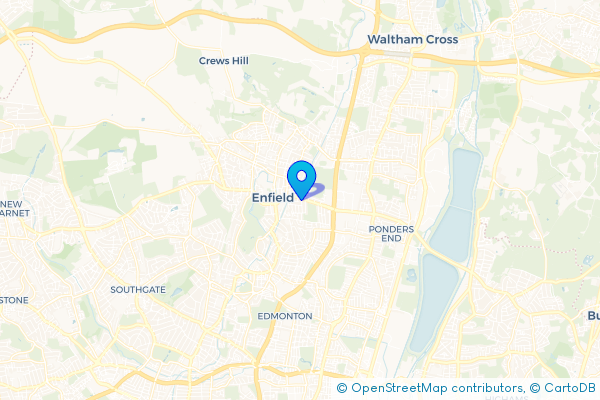 Coach Hire route map for Enfield
