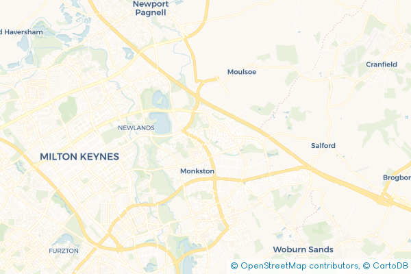 Coach Hire route map for Atterbury, Buckinghamshire