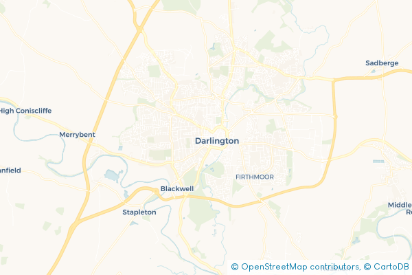 Coach Hire route map for Darlington, County Durham