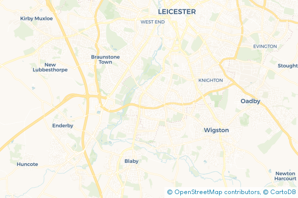 Coach Hire route map for Aylestone, Leicestershire