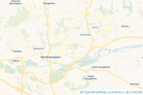 Coach Hire route map for Abington, Northamptonshire