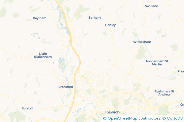 Coach Hire route map for Akenham, Suffolk