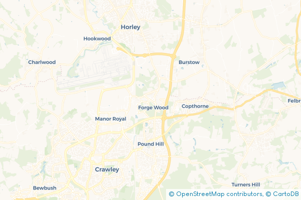 Coach Hire route map for Black Corner, West Sussex
