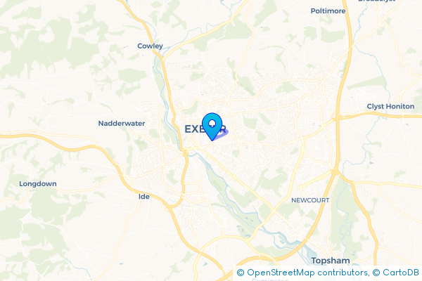 Coach Hire route map for Exeter, Devon
