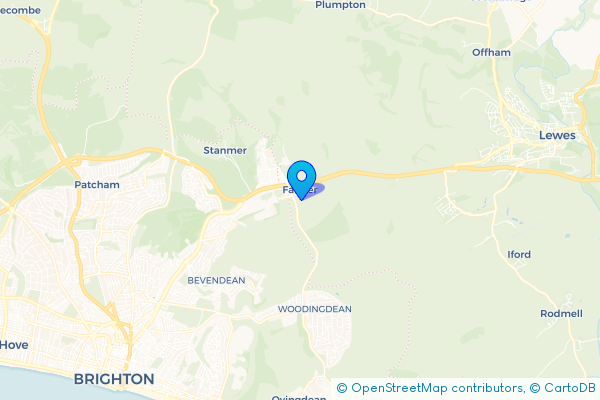 Coach Hire route map for Falmer, East Sussex