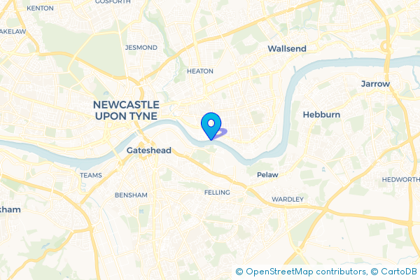 Coach Hire route map for Felling Shore, Tyne and Wear