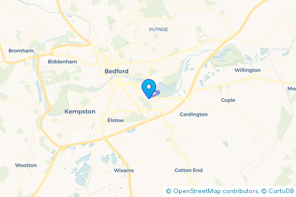 Coach Hire route map for Fenlake, Bedfordshire