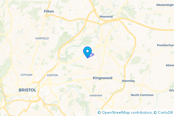 Coach Hire route map for Fishponds, Bristol