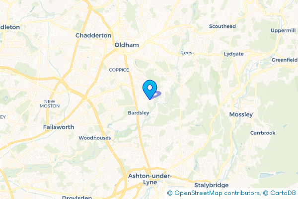 Coach Hire route map for Fitton Hill, Greater Manchester