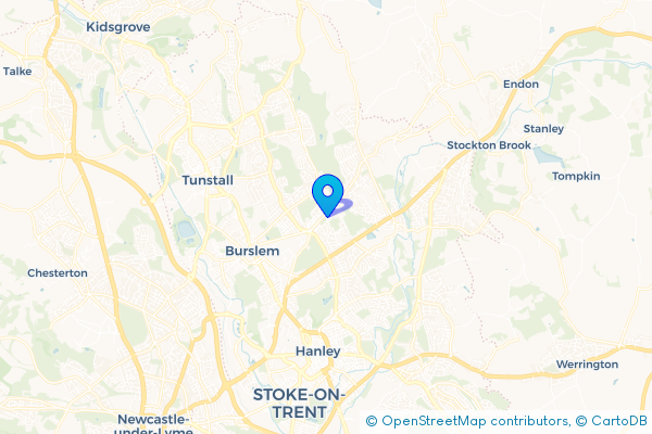 Coach Hire route map for Ford Green, Staffordshire